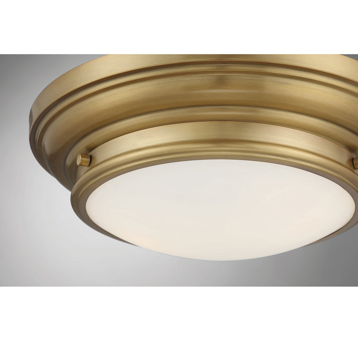 Meridian M60063NB Two Light Flush Mount, Natural Brass