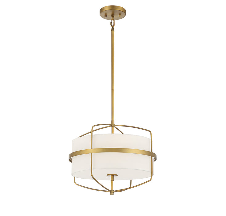 Meridian M70101NB Three Light Pendant, Natural Brass