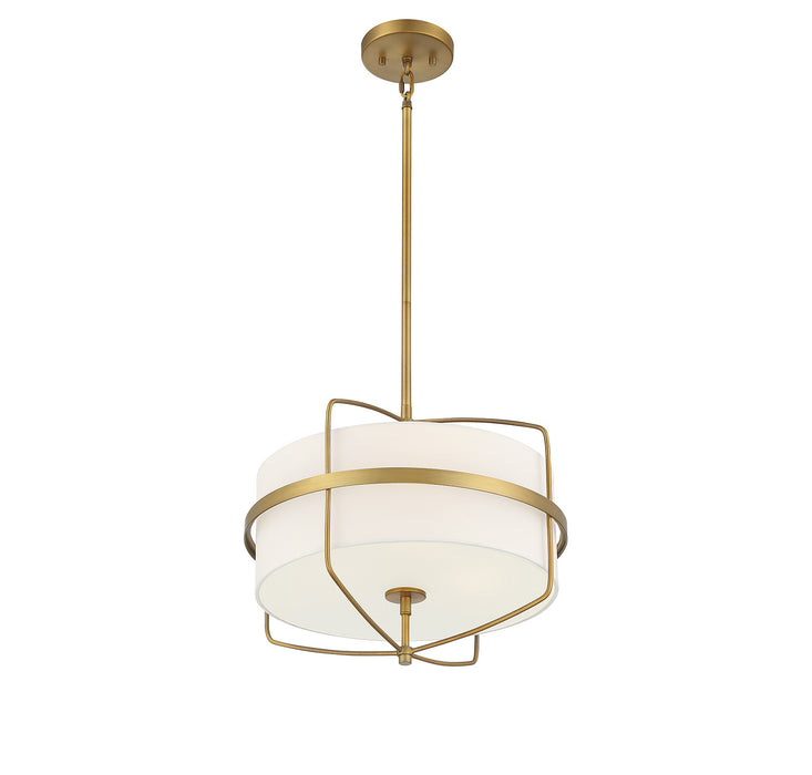 Meridian M70101NB Three Light Pendant, Natural Brass