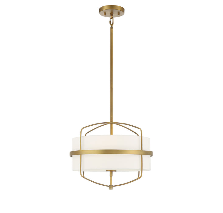 Meridian M70101NB Three Light Pendant, Natural Brass
