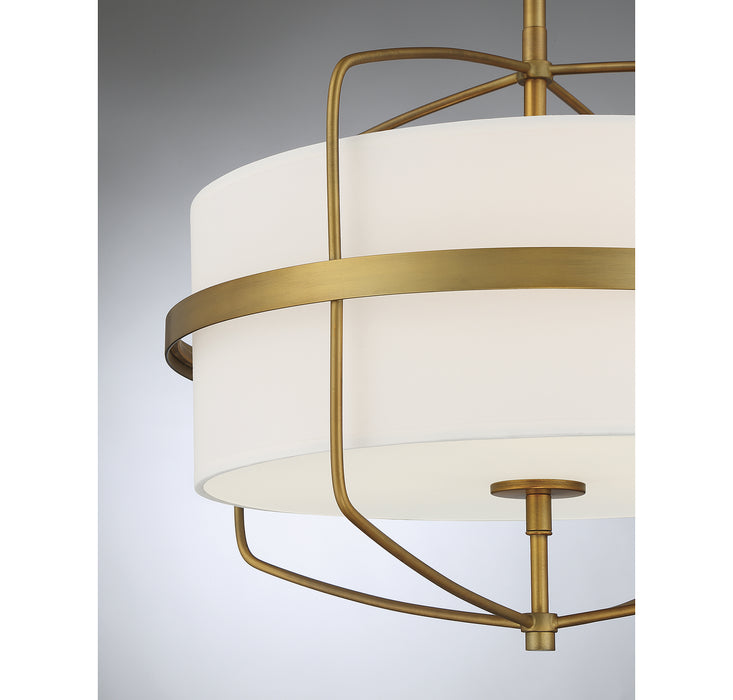 Meridian M70101NB Three Light Pendant, Natural Brass