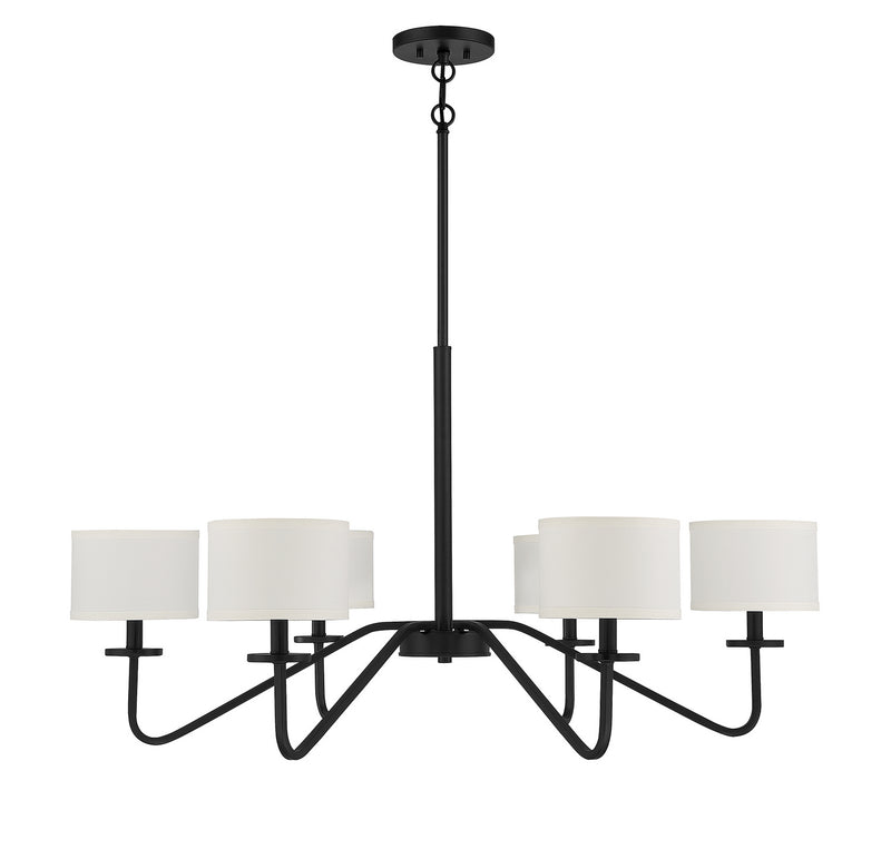 Meridian M10092MBK Six Light Chandelier, Matte Black