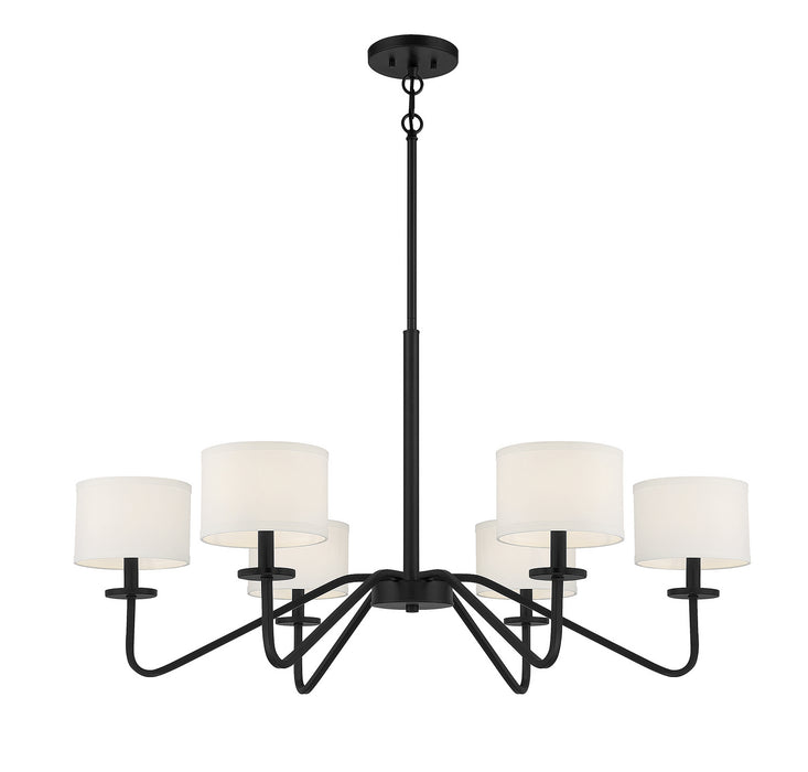 Meridian M10092MBK Six Light Chandelier, Matte Black