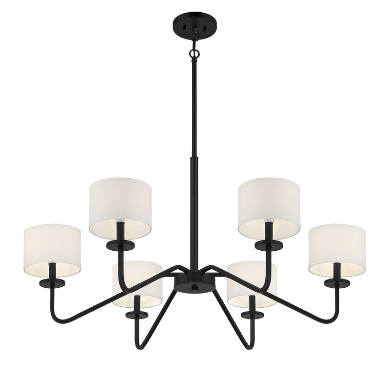 Meridian M10092MBK Six Light Chandelier, Matte Black