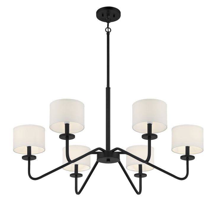 Meridian M10092MBK Six Light Chandelier, Matte Black