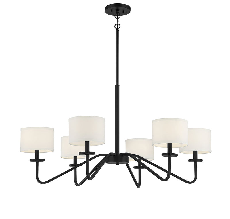 Meridian M10092MBK Six Light Chandelier, Matte Black