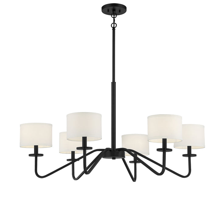 Meridian M10092MBK Six Light Chandelier, Matte Black