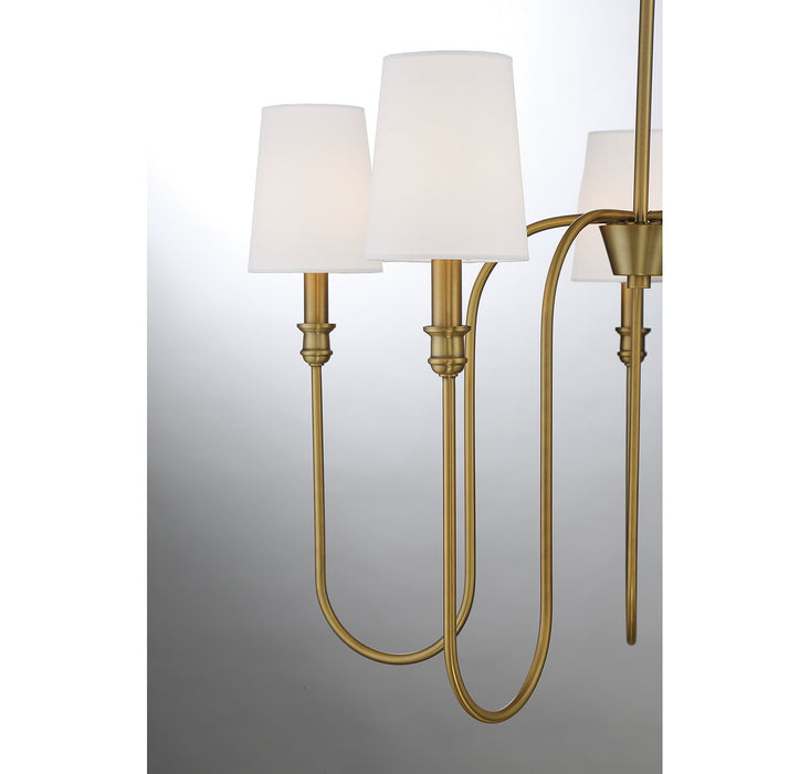 Meridian M10077NB Five Light Chandelier, Natural Brass