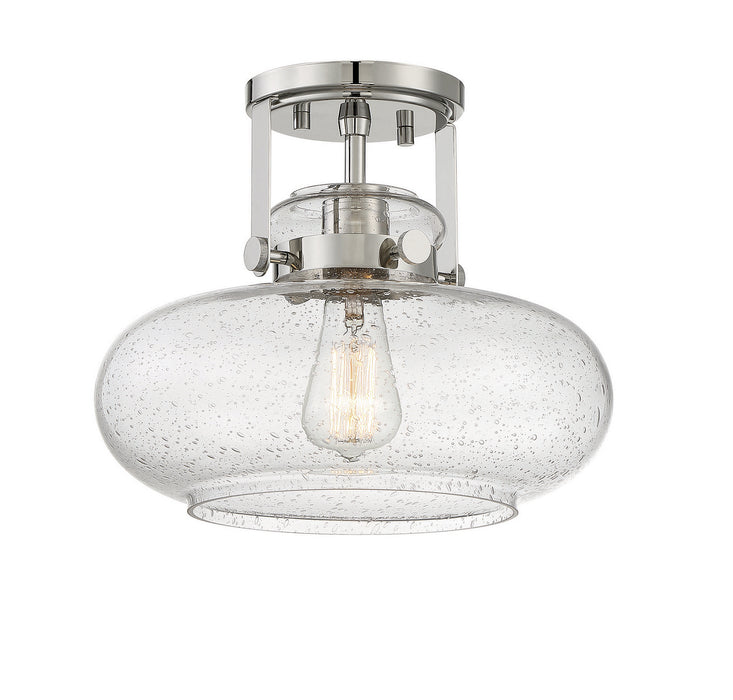 Meridian M60064PN One Light Semi-Flush Mount, Polished Nickel