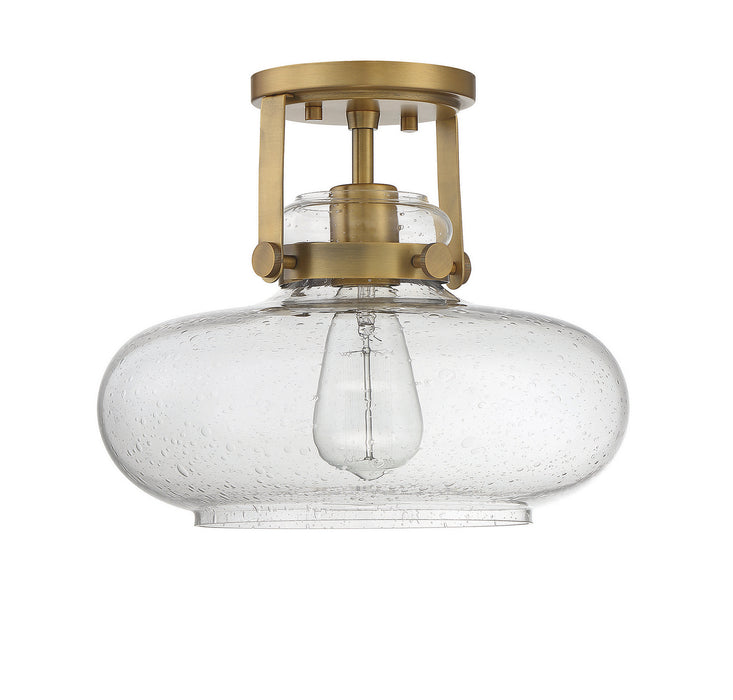 Meridian M60064NB One Light Semi-Flush Mount, Natural Brass