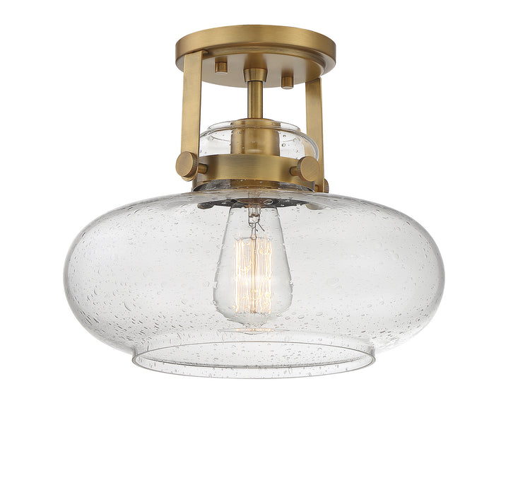 Meridian M60064NB One Light Semi-Flush Mount, Natural Brass