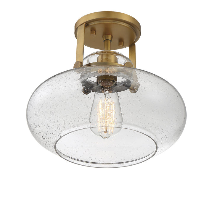 Meridian M60064NB One Light Semi-Flush Mount, Natural Brass