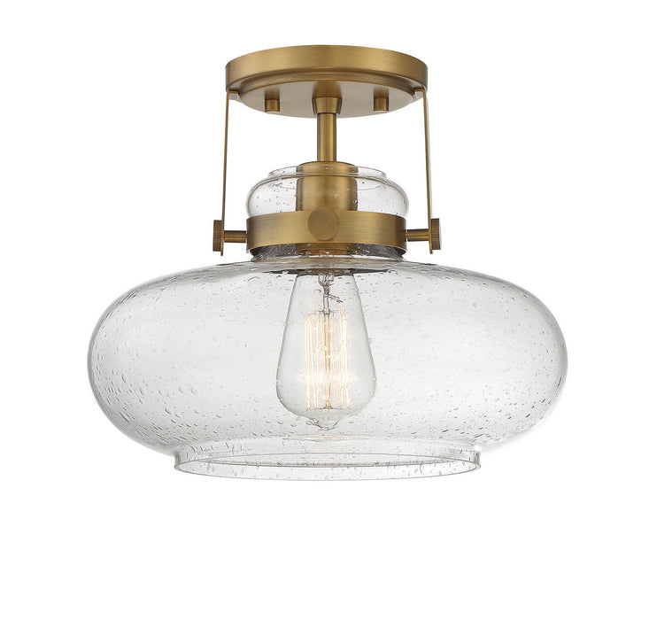 Meridian M60064NB One Light Semi-Flush Mount, Natural Brass