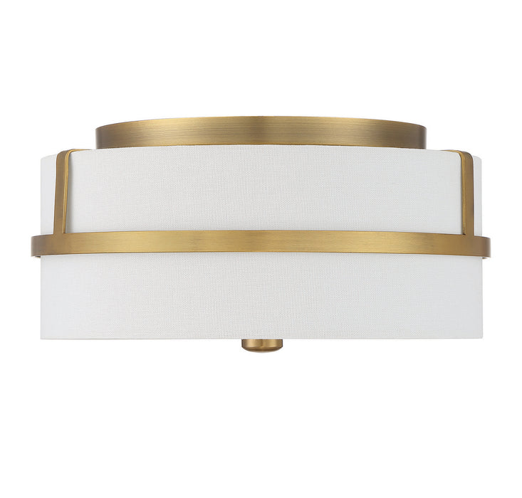 Meridian M60065NB Two Light Flush Mount, Natural Brass