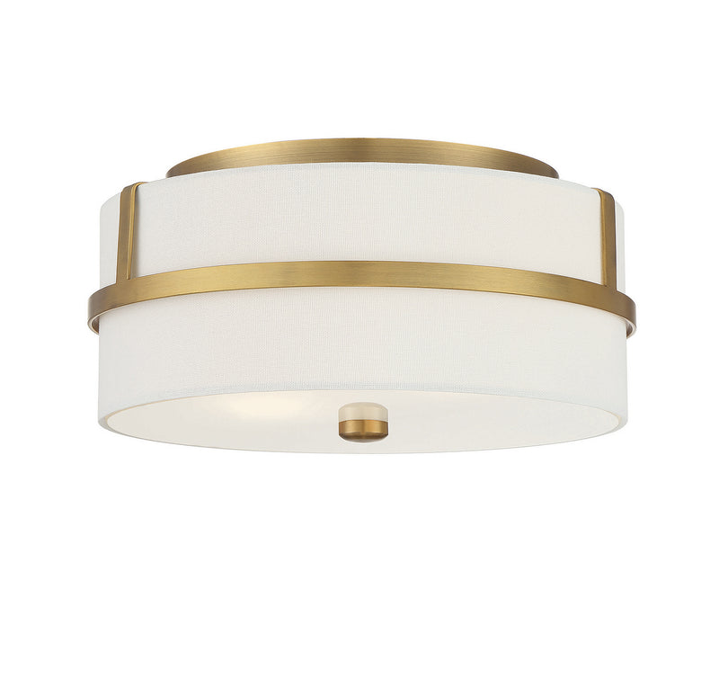 Meridian M60065NB Two Light Flush Mount, Natural Brass