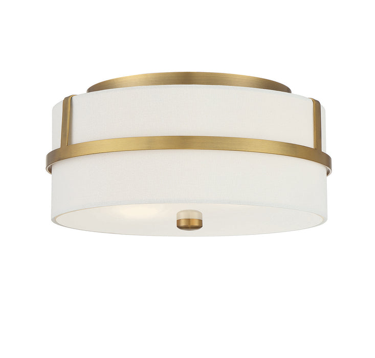 Meridian M60065NB Two Light Flush Mount, Natural Brass