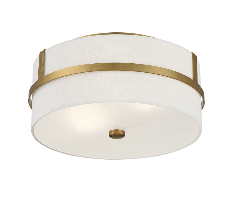 Meridian M60065NB Two Light Flush Mount, Natural Brass