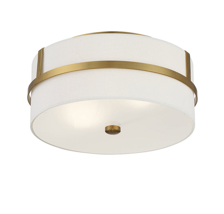 Meridian M60065NB Two Light Flush Mount, Natural Brass