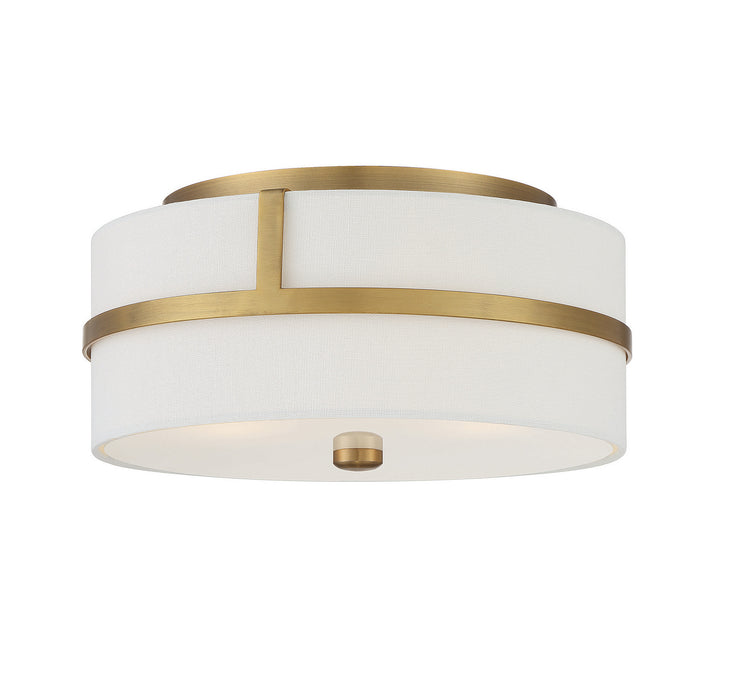 Meridian M60065NB Two Light Flush Mount, Natural Brass