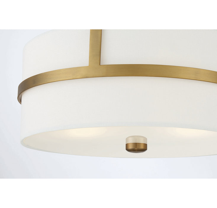 Meridian M60065NB Two Light Flush Mount, Natural Brass