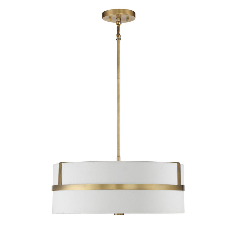 Meridian M70102NB Four Light Pendant, Natural Brass
