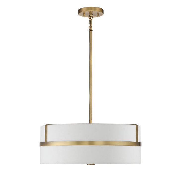 Meridian M70102NB Four Light Pendant, Natural Brass