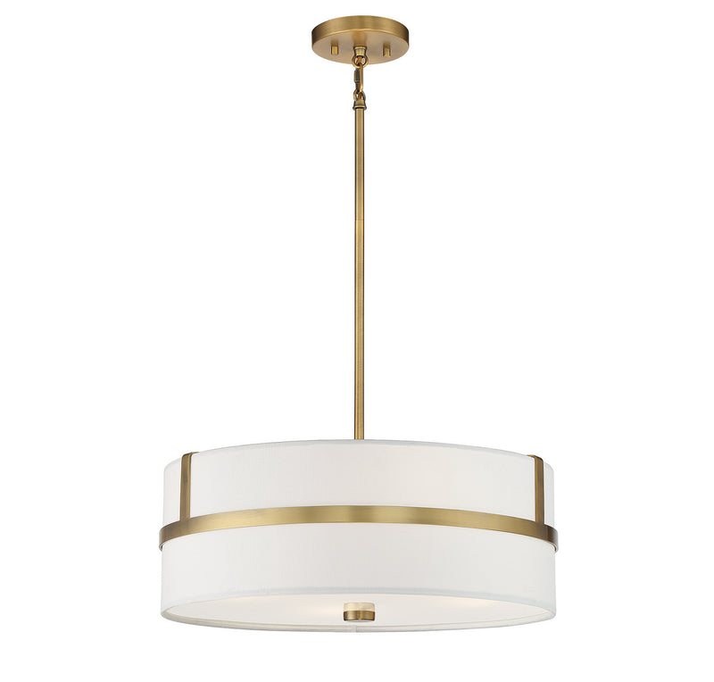 Meridian M70102NB Four Light Pendant, Natural Brass