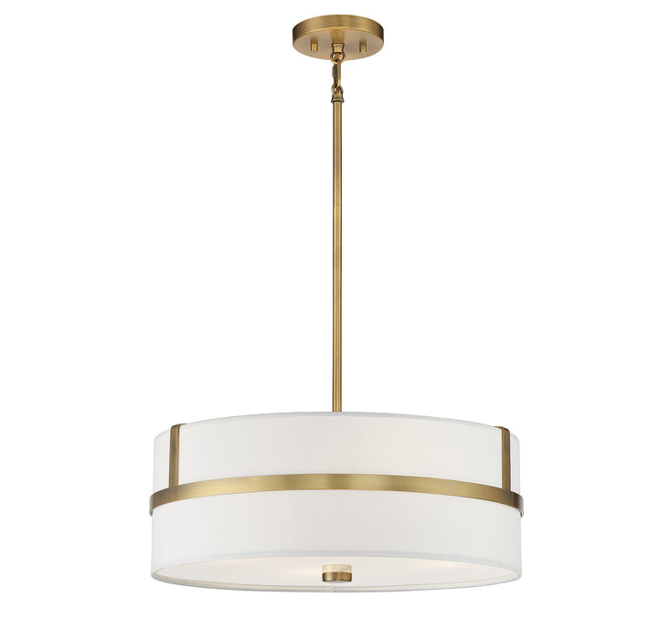 Meridian M70102NB Four Light Pendant, Natural Brass