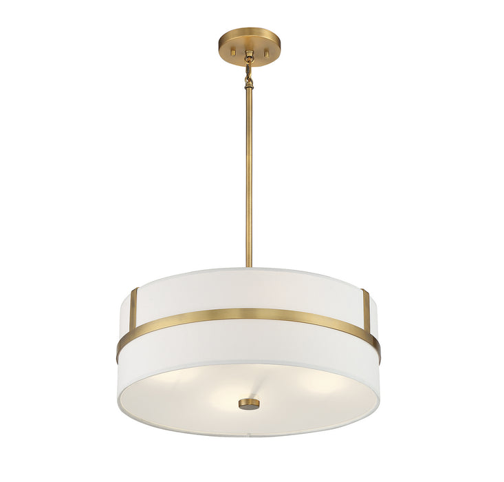 Meridian M70102NB Four Light Pendant, Natural Brass
