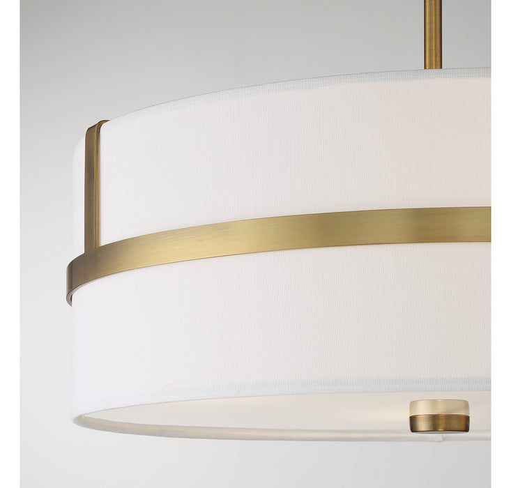 Meridian M70102NB Four Light Pendant, Natural Brass