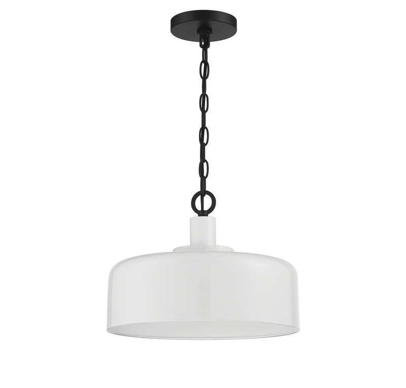 Meridian M70103WHBK One Light Pendant, White with Black