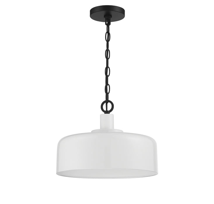 Meridian M70103WHBK One Light Pendant, White with Black