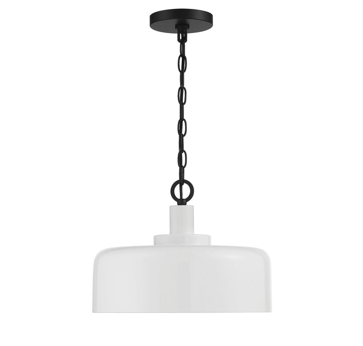 Meridian M70103WHBK One Light Pendant, White with Black