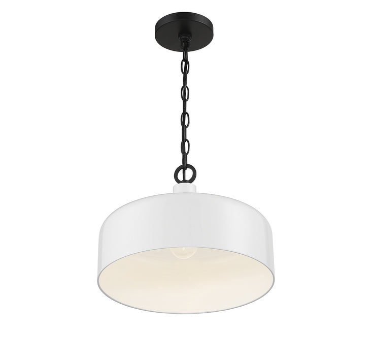 Meridian M70103WHBK One Light Pendant, White with Black