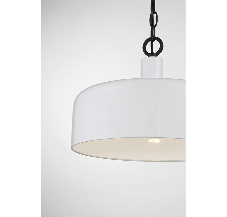 Meridian M70103WHBK One Light Pendant, White with Black