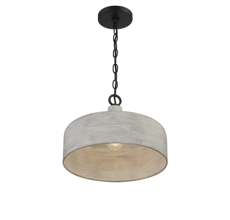 Meridian M70103WGBK One Light Pendant, Weathered Gray with Black