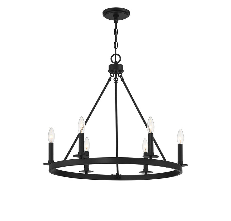 Meridian M10093MBK Six Light Chandelier, Matte Black