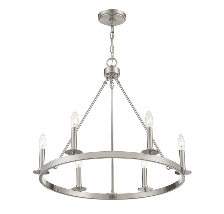 Meridian M10093BN Six Light Chandelier, Brushed Nickel
