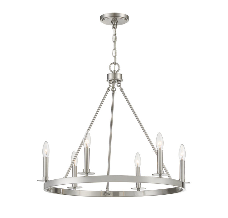 Meridian M10093BN Six Light Chandelier, Brushed Nickel