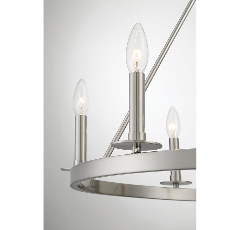 Meridian M10093BN Six Light Chandelier, Brushed Nickel
