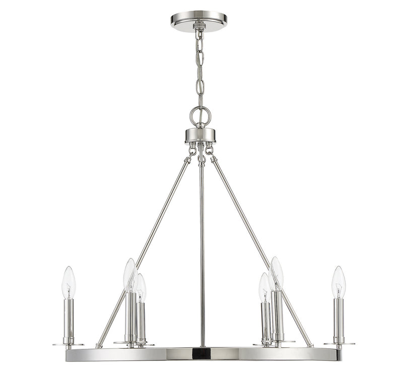Meridian M10093PN Six Light Chandelier, Polished Nickel