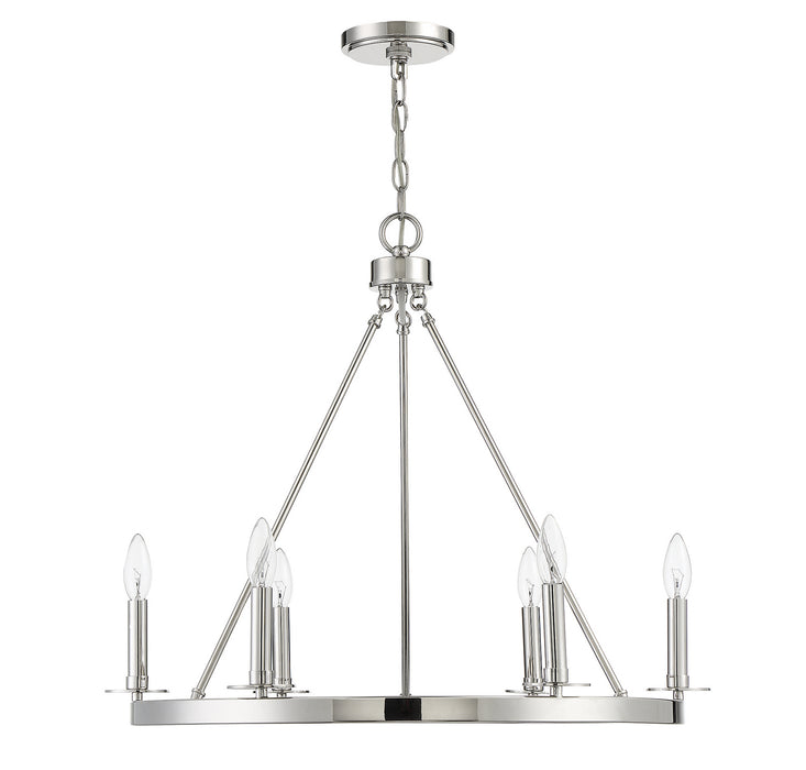 Meridian M10093PN Six Light Chandelier, Polished Nickel