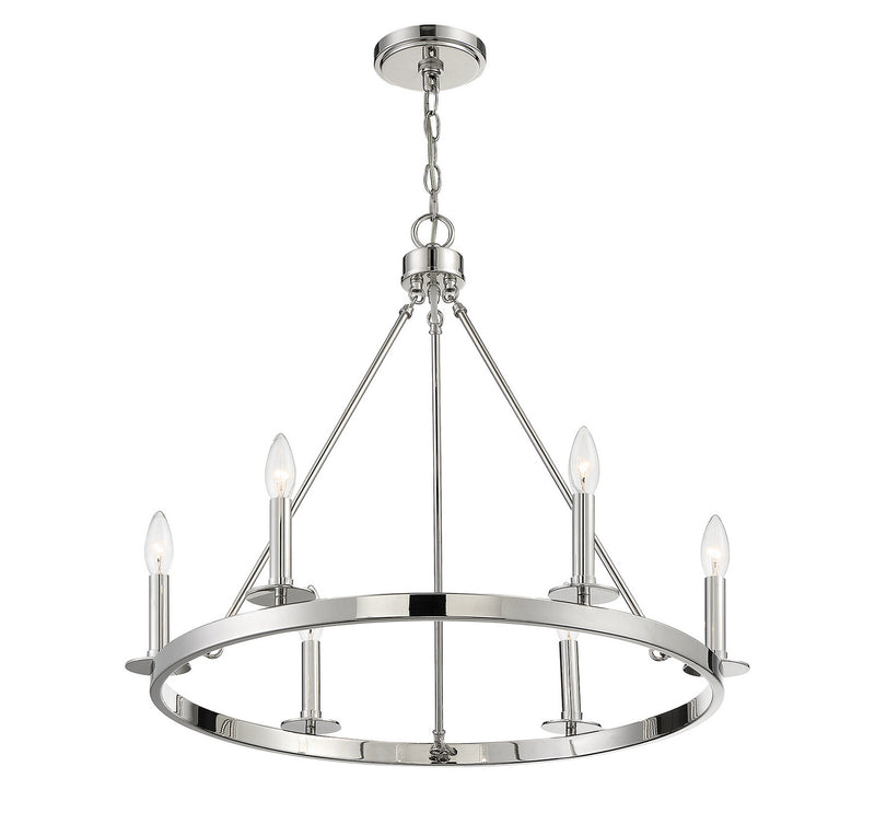 Meridian M10093PN Six Light Chandelier, Polished Nickel
