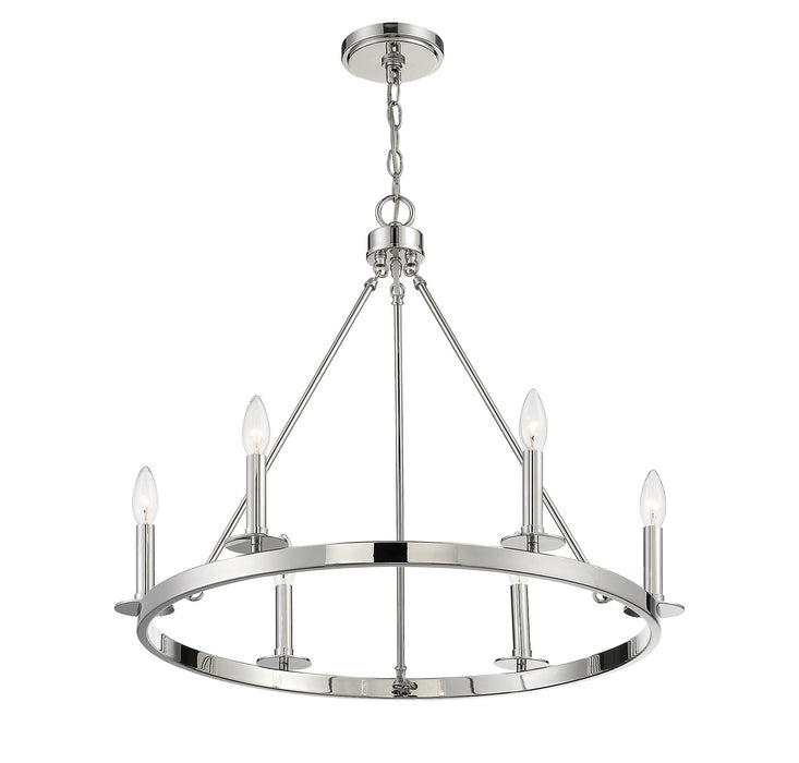 Meridian M10093PN Six Light Chandelier, Polished Nickel