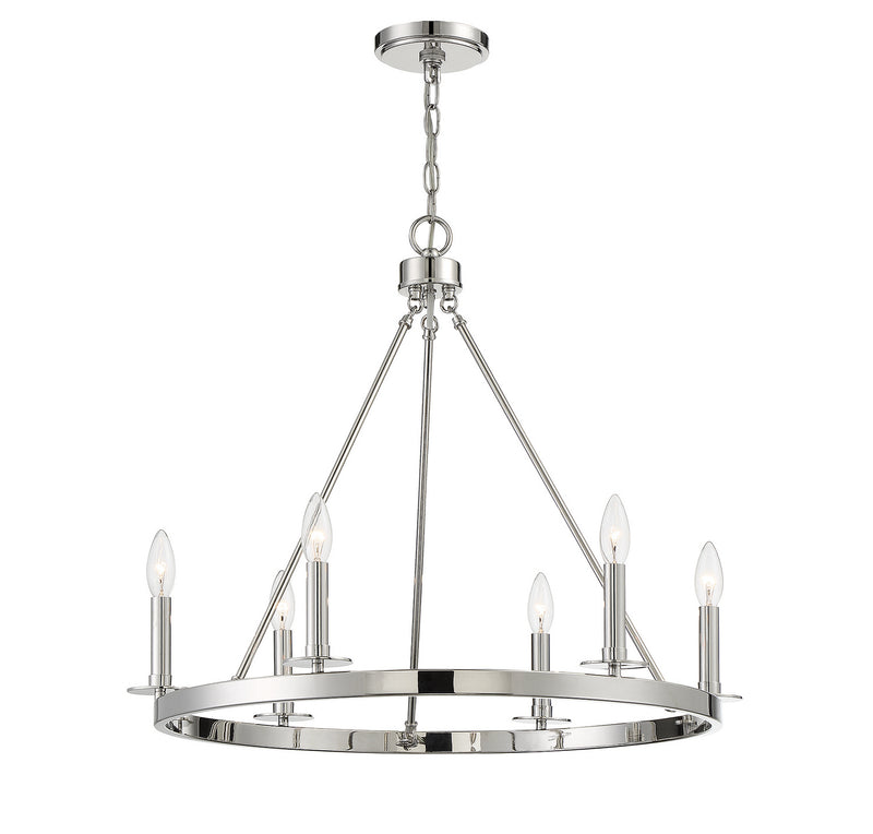 Meridian M10093PN Six Light Chandelier, Polished Nickel