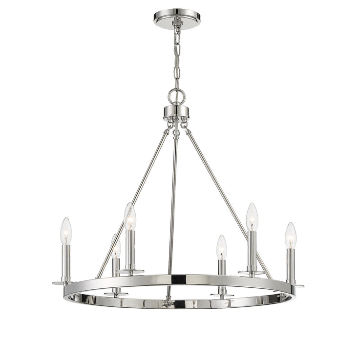 Meridian M10093PN Six Light Chandelier, Polished Nickel