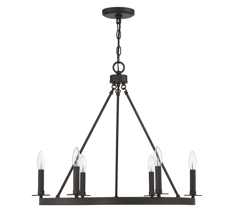 Meridian M10093ORB Six Light Chandelier, Oil Rubbed Bronze