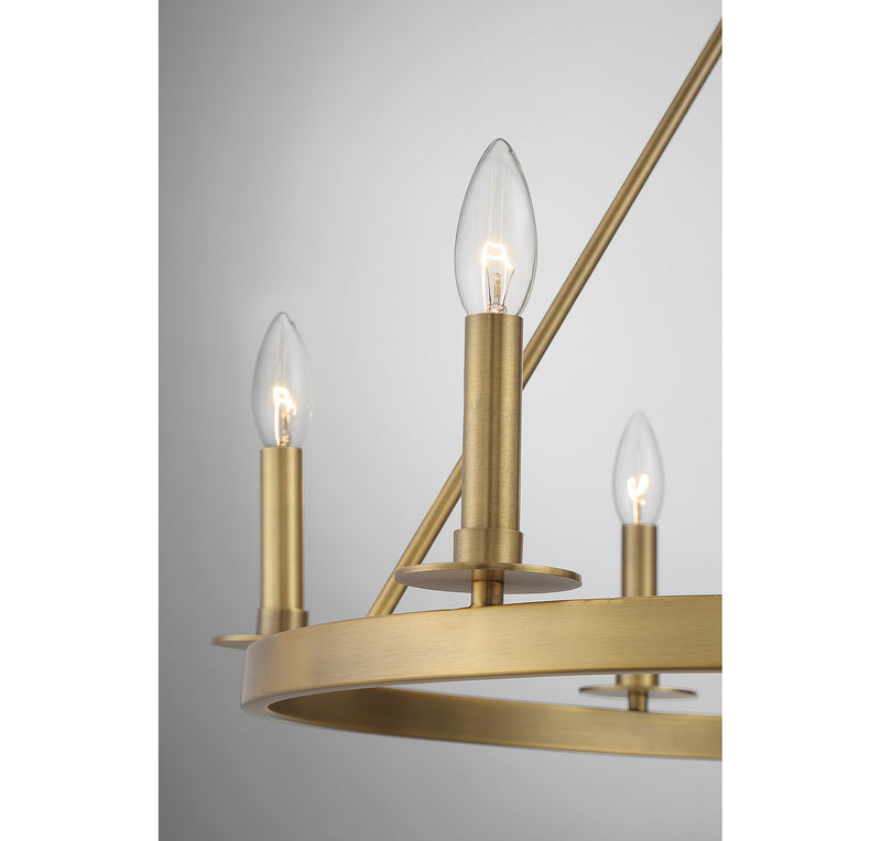 Meridian M10093NB Six Light Chandelier, Natural Brass