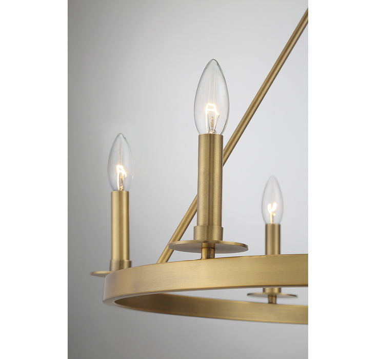 Meridian M10093NB Six Light Chandelier, Natural Brass