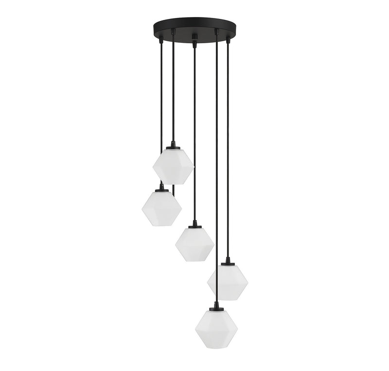 Meridian M10094MBK Five Light Chandelier, Matte Black